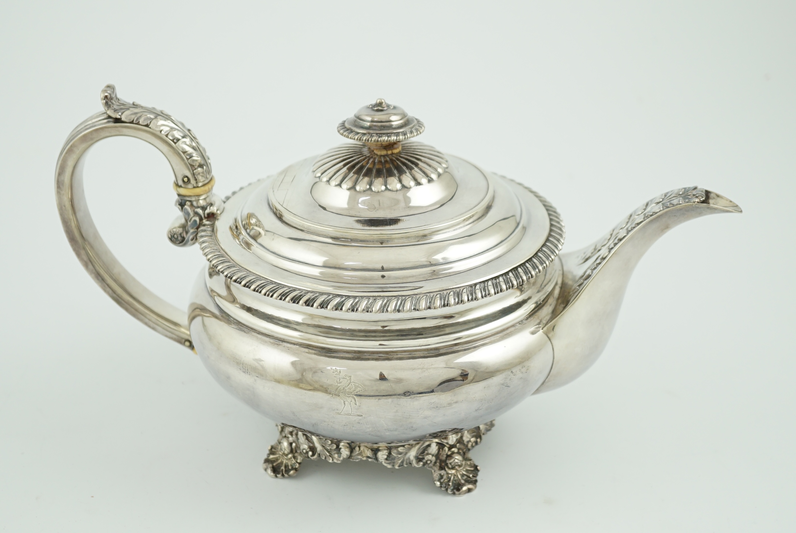 A George IV silver squat circular teapot, by Eames & Barnard, CITES Submission reference T3L2X894